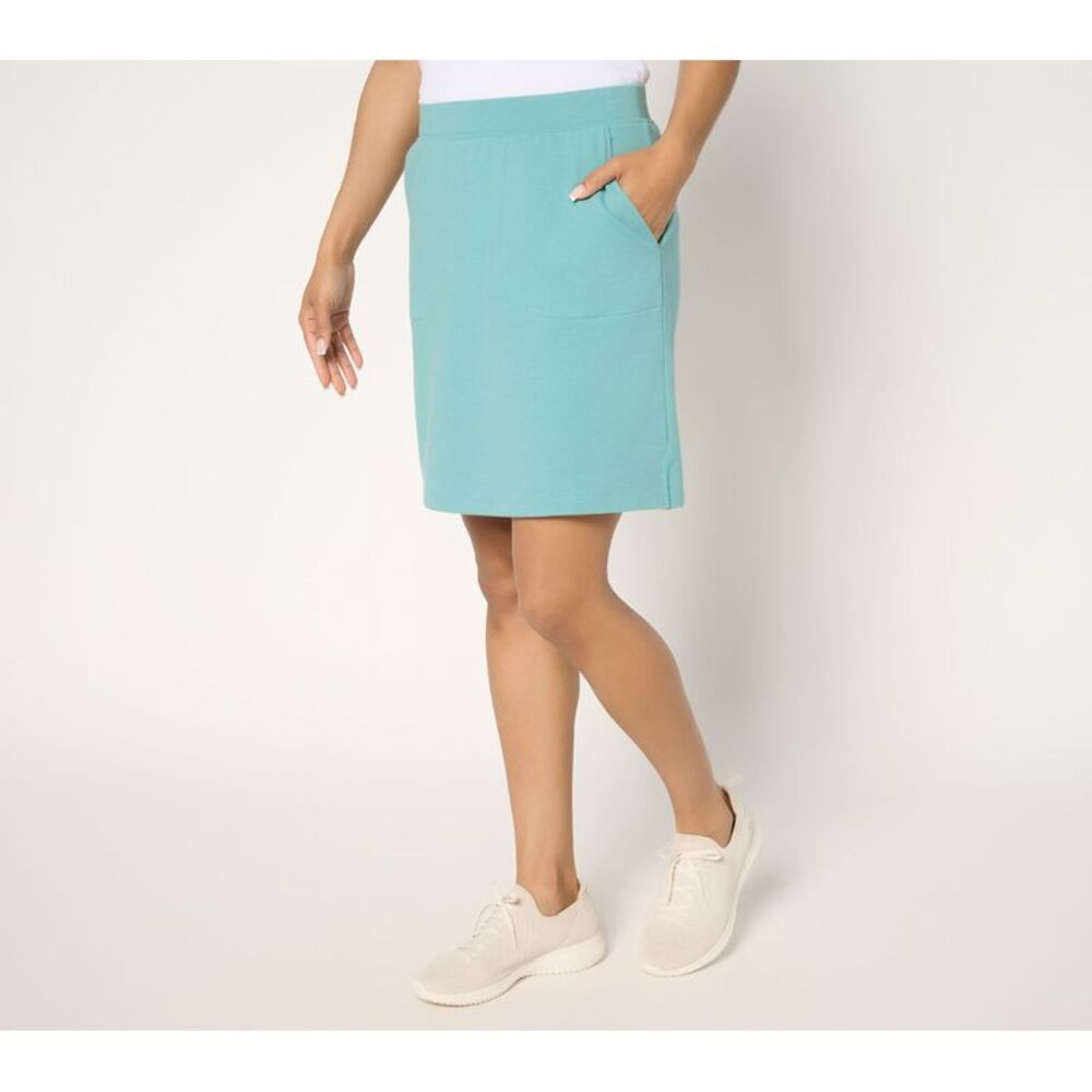 Denim & Co. Women's Plus Sz Skirt 1X Active French Terry Skort Blue A694892